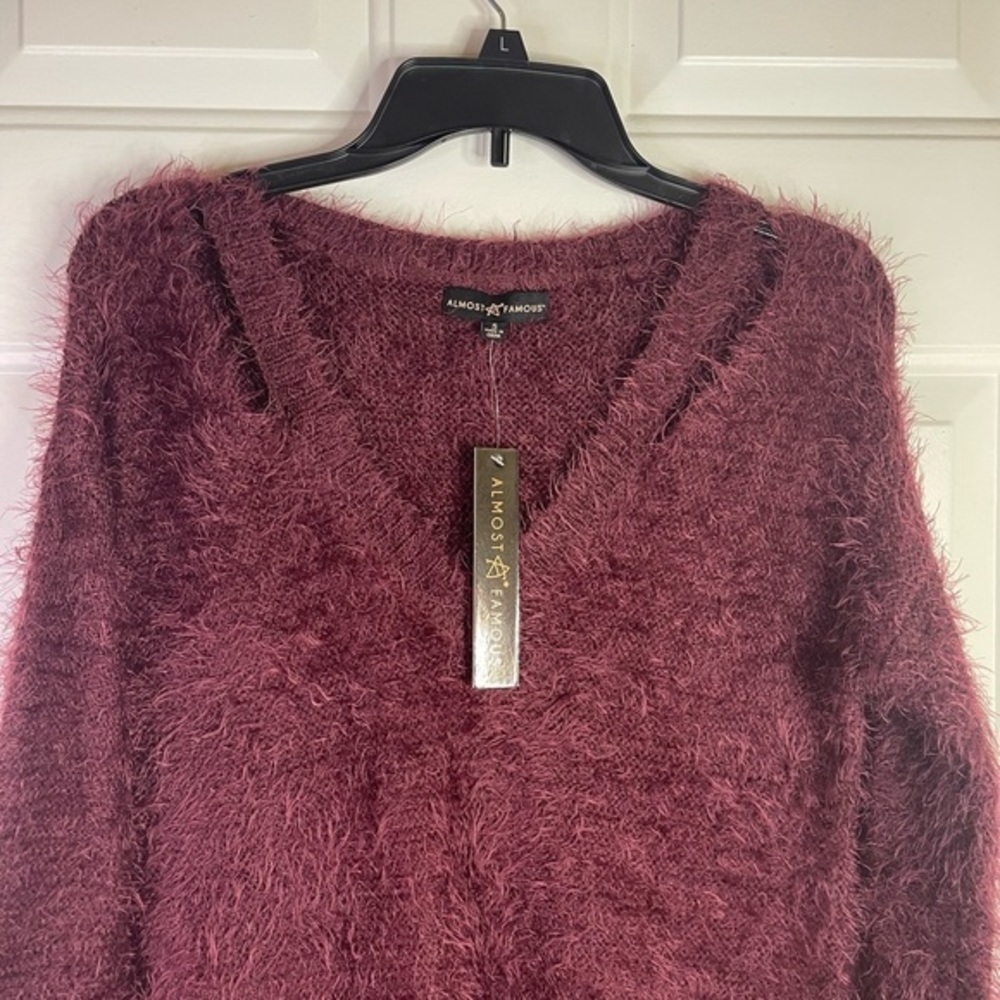 Almost famous v neck purple sweater. NWT - Picture 2 of 7
